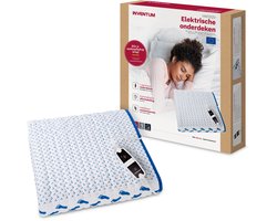 Inventum HN1312V elektrische onderdeken 150x80 cm - Eenpersoons - Aparte voetzone - 4 warmtestanden - Warmtedeken - Uitwasbaar - Automatische uitschakeling - Oververhittingsbeveiliging - Fleece/Katoen - Wit/Blauw