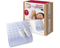 Inventum HN236I elektrische onderdeken 150x150 cm - Tweepersoons - Extra warme voetzone - 3 warmtestanden - 2 schakelaars - Warmtedeken - Uitwasbaar - Oververhittingsbeveiliging - Fleece - Lichtblauw
