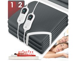 KESSER® Elektrische Onderdeken Warmtedeken met automatisch uitschakelende afstandsbediening | warmte deken met 3 temperatuurstanden | voor matrasverwarming | van zacht fleece - Antraciet zonder motief (160 cm x 140 cm)