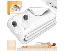KESSER® Elektrische Onderdeken Warmtedeken met automatisch uitschakelende afstandsbediening | warmte deken met 3 temperatuurstanden | voor matrasverwarming | van zacht fleece - Wit zonder motief (160 cm x 140 cm)