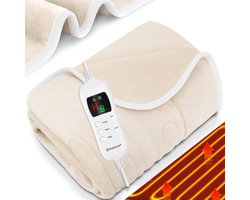 KESSER® Elektrische Warmtedeken | pluche elektrische onderdeken | Deken met timer die | automatisch uitschakelt | warmte-onderdeken | 9 temperatuurstanden - Beige, L (160 x 120 cm)