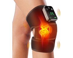 Knie-massager met verwarming, draadloos oplaadbaar verwarmingskussen voor knieën, schouders en ellebogen, verwarmde kniebeschermer geschikt voor massage. Zwart