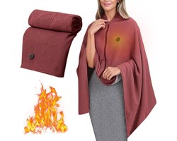KZQ Elektrische Deken Draagbare Verwarmde Sjaal Voor Vrouwen Heated Shawl Blanket USB Heated Blanket Electric Shawl 3 Temperatuurstanden Snelwarmende Deken Opvouwbaar Drie Verwarmingsniveaus rood