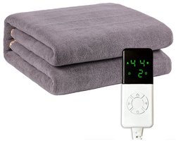 LotaHome - Elektrische Onderdeken - Elektrische Deken - Warmtedeken - Verwarmde Deken - 3 Warmtestanden - Met Timer en Oververhittingsbeveiliging - Schakelt Automatisch Uit - Hypoallergeen - 150x80cm - 220V - Grijs - Kerst Cadeau