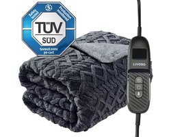 Luvego Elektrische Deken XL - Bovendeken & Warmtedeken - 180x130CM - 1 of 2 persoons - TÜV GS - Omslagdeken & Knuffeldeken - 9 Warmtestanden met Timer - 160W - Wasbaar - Verwarmingsdeken Fleece Plaid - Grijs