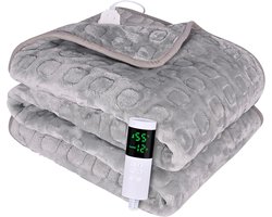 Luxe Warmtedeken 160x120 cm – Verwarmde Deken – Elektrisch – Electric Blanket – Heating – Voor op de Bank – Fleece – 230 Volt – Stoel – Grijs