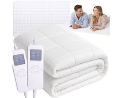 MOZY® - Elektrisch Onderdeken - 200 x 150 cm - Wit - Met Nachtstand - Timer - 9 verwarmingsniveaus - Tweepersoons - Elektrisch Deken - Energiebesparend
