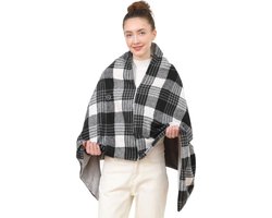 Multifunctionele USB verwarmde sjaal - elektrische deken - oplaadbare elektrische deken - verwarmde omslagdoek - 3 temperatuurstanden - 143*72cm - kan verwarmd worden met een powerbank - geschikt voor kantoor, bed, bank - zwart en wit