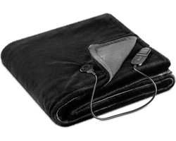 Navaris XXL warmtedeken voor 2 personen - Elektrische deken met 9 standen en timer - Bovendeken - 180 x 130 cm - Fluweelzacht - Wasbaar