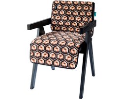 Qnuss Infrarood Warmtedeken - Elektrisch Stoelkleed - Draadloos - 135x45 cm - Retro Cube - Inclusief powerbank