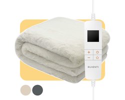 Ruventi Elektrische Deken - 180 x 130 cm XL Beige - 10 Standen - Overhittingsbeveiliging - Super Zacht - Wasmachine Bestendig