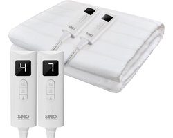 Sanbo Elektrische Deken - 2 Persoons - 150 x 160 cm - Wasmachinebestendig - Onderdeken - 7 Standen - Met Hoekelastieken