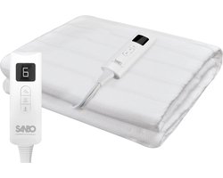 Sanbo Elektrische Deken - Wasmachinebestendig - Onderdeken - 150 x 80 cm - 7 Standen - Met Hoekelastieken - 1 Persoons
