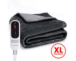 Seranova Elektrische Deken - Extra Warmtedraden - Premium Model - 160x120 cm - 1 Persoons Warmtedeken - Dubbelzijdig Fleece Sherpa - Antraciet