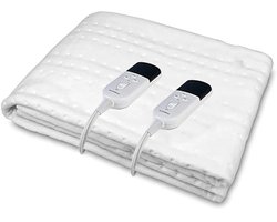 ShaSha Elektrische onderdeken - Tweepersoons - 2 schakelaars - 160 x 140CM - Matras verwarmer - Timer - Wasbaar - Oververhittingsbeveiliging - Wit