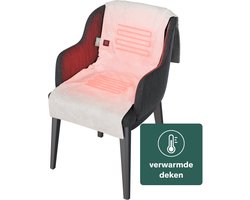 Sinji Elektrische Warmtedeken – Draadloos Infrarood Warmtedeken – Verwarmd Stoelkleed – Incl. Powerbank – 135x48 cm – Crème