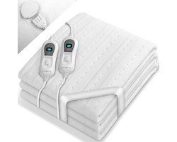 sinnlein dubbel warmteonderbed van 160 x 140 cm met automatische uitschakeling en 2 temperatuurzones, elektrisch deken met 3 temperatuurniveaus, warmteonderdeken voor op het bed, warmtedeken van zacht fleece