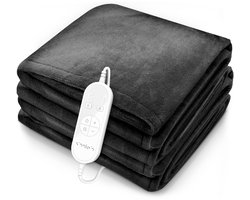 sinnlein® warmtedeken van pluche 180 x 130 cm Antraciet | elektrische deken met automatische uitschakeling | woondeken | timerfunctie | 9 temperatuurstanden | wasbaar tot 40°C | digitaal display