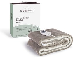 SleedMed Elektrische Knuffeldeken Taupe - Bovendeken - Warmtedeken - Fleece&Flanel - 180x130cm - 180min Timer