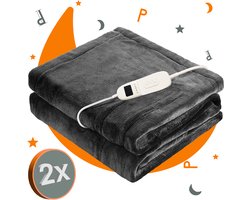 Sleep Comfy Elektrische Deken - 2x Bovendeken met Instelbare Warmte - Wasbaar - Timerfunctie - Luxe Verwarmde - Veilig en Gezellig Beddengoed - Energiezuinig - 180x130 cm - Antraciet