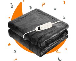Sleep Comfy Elektrische Deken - Bovendeken met Instelbare Warmte - Wasbaar - Timerfunctie - Luxe Verwarmde - Veilig en Gezellig Beddengoed - Energiezuinig - 180x130 cm - Antrachite