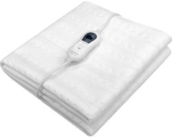 STAUS&BACH Elektrische onderdeken 150x80 cm - Eenpersoons - 3 warmtestanden - Verwarmde deken - Uitwasbaar - Oververhittingsbeveiliging - Fleece - Wit - CozySnug