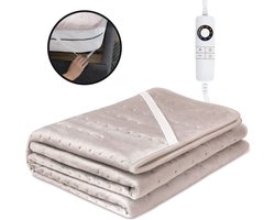 STAUS&BACH Elektrische onderdeken 160x140cm - Warmtedeken met 6 warmtestanden en timer - Wasbaar deken - Champagne roze - CozySnug