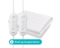 Tomado TEB2505W - Elektrische deken 2 persoons - Warmtedeken - 160 x 140 cm - Onderdeken - 2 schakelaars met 3 warmtestanden