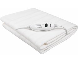 Tristar BW-4751 Elektrisch Onderdeken - 3 Warmteniveaus, Oververhittingsbeveiliging - Wasmachinebestendig en Gemaakt van 100% Polyester - Voor 1 Persoon, 150 x 70 cm, Inclusief Afneembare Warmteregelaar - Wit