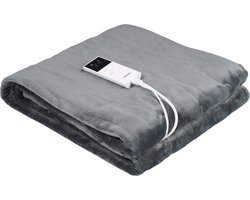 Tristar BW-4780 Elektrische Deken - 160x130 cm - Eenpersoons - Warmtedeken - Fleece - 9 Warmte-instellingen - Afneembare Controller - Timerfunctie - Oververhittingsbeveiliging - Wasmachinebestendig - Grijs