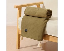 USB elektrische deken, draagbare elektrische deken, machinewasbaar, supercomfortabel en zacht, 3 verwarmingsniveaus en timerfunctie (groente)