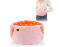 USB-gevoede verwarmingsriem, verwarmingskussen met handopening, elektrisch verwarmd kussen, elektrische verwarmingsriem voor de taille, drie-traps temperatuurregeling (roze)