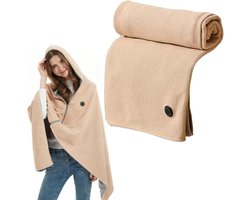 Verwarmde sjaal voor vrouwen, draagbare verwarmde sjaal, draagbare USB verwarmde deken sjaal met capuchon, zachte sjaal met rits, vrouwen met 3 verwarmde niveaus, buiten, thuis