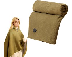 Verwarmde sjaal voor vrouwen, draagbare verwarmde sjaal, draagbare USB verwarmde deken sjaal met capuchon, zachte sjaal met rits, vrouwen met 3 verwarmde niveaus, buiten, thuis(groen)