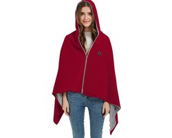 Verwarmde sjaal voor vrouwen, draagbare verwarmde sjaal, draagbare USB verwarmde deken sjaal met capuchon, zachte sjaal met rits, vrouwen met 3 verwarmde niveaus, buiten, thuis(rood)