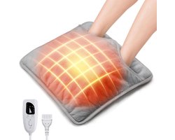 Verwarmde voetenwarmer - warmtekussen - elektrische deken - elektrisch deken - 6 temperatuurstanden - 4 timers - 40×40cm - grijs