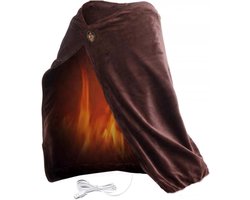 Verwarmde Wol Sjaal - USB Opwarming - Koolstof Verwarming - Afneembare Binnenkant - 45x80 cm - Bruin - Verstelbaar - Binnen en Buiten - Ideaal voor Kantoor en Thuis