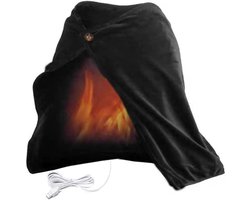 Verwarmde Wol Sjaal - USB Opwarming - Koolstof Verwarming - Afneembare Binnenkant - 45x80 cm - Zwart - Verstelbaar - Binnen en Buiten - Ideaal voor Kantoor en Thuis
