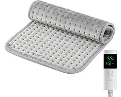 Verwarmingskussen - elektrische deken - elektrisch deken - Bodywarmer - Therapeutisch kussen - 12 tijdsinstellingen - 30×60cm - Non-woven stof - Grijs