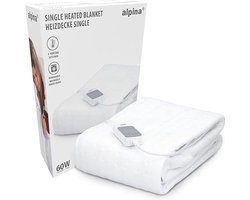 Warmtedeken 1 Persoons 80 × 150 cm – Elektrische Bovendeken & Onderdeken – 3 Warmtestanden – Wasbaar – Met Afstandsbediening (Wit)