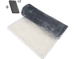 Warmtedeken Elektrisch USB – Met 2 Powerbanks – 5 Warmtestanden & Timer – Draagbare Verwarmde Deken – Tot 14 Uur Warmte – Wasbaar – 100×40 cm – Fleece/Katoen – Oplaadbaar – Energiebesparend