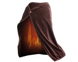 Warmtekussen - Elektrische Bovendeken - 100x70cm USB oplaadbare verwarmde deken - Op batterijen werkende verwarmde deken - Eenpersoons omslagdoek - Machinewasbaar zacht flanel - Geschikt voor kantoor- en thuisgebruik （ Bruin ）