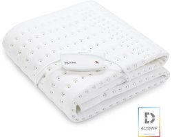 Wellcare 120143 1-P ECO Elektrische deken 1 persoons | Eco fleece | 120 minuten timer | 150 * 80 cm | Extra voetenwarmte | Wit