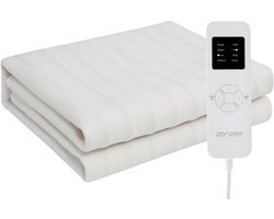 Zenzee Elektrische deken - 190x80 cm - Elektrische onderdeken - Warmte deken - 4 warmtestanden - 12 uurs timer - Incl. matrasbanden - XL formaat