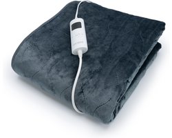 ZenZee Elektrische deken - Bovendeken - Elektrische warmtedeken - Knuffeldeken - 9 standen - Timer 9 uur - 181 x 136 cm - Antraciet grijs
