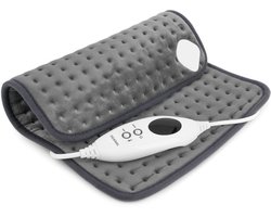 Blokker Elektrische Heating Pad - Warmtekussen - 100W - 42x32cm - Digitaal display - Micro plush cover - Wasmachine reinigbaar - 2.15m snoerlengte - Automatische uitschakeling - EHP-125079.5 Grijs