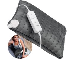 DistinQ Warmtekussen - Elektrische Kussen - Ultra Fleece - 30x40 cm - Grijs - 3 Warmtestanden met Timer - Heating Pillow - Energiezuinig