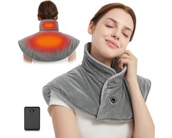 Draadloos Oplaadbaar Verwarmingskussen voor Nek, Schouder en Rug met 3 Warmtestanden