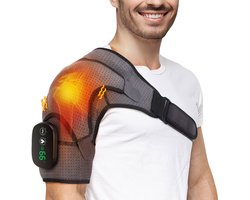 Draadloze Verwarmde Schoudermassagekussens - Schouderbrace Met 3 Instelbare Warmte- En Trilniveaus, Touchscreen-Bediening En 5000mah-Batterij - Past Op Linker/Rechter Schouder Voor Uniseks