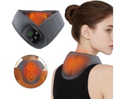 Elektrisch verwarmd nekmassagekussen, 5 temperatuurstanden, 1800mAh batterij, USB oplaadbaar, Geschikt voor nek en schouders.